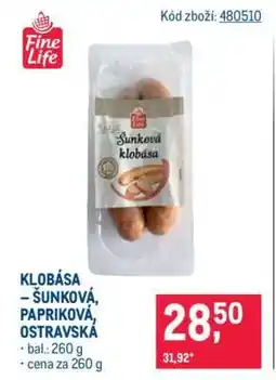 Makro KLOBÁSA – ŠUNKOVÁ, PAPRIKOVÁ, OSTRAVSKÁ nabídka