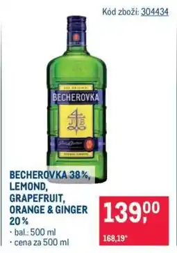 Makro BECHEROVKA 38%, LEMOND, GRAPEFRUIT, ORANGE & GINGER 20% nabídka