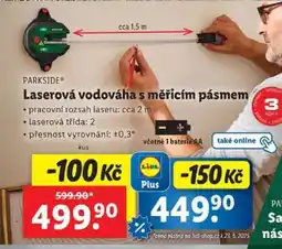 Lidl PARKSIDE Laserová vodováha s měřicím pásmem nabídka