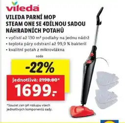 Lidl VILEDA PARNÍ MOP STEAM ONE SE 4DÍLNOU SADOU NÁHRADNÍCH POTAHŮ nabídka