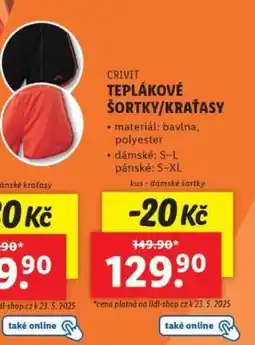 Lidl CRIVIT TEPLÁKOVÉ ŠORTKY/KRAŤASY nabídka