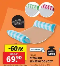 Lidl CRIVIT SÍŤOVANÉ LEHÁTKO DO VODY nabídka