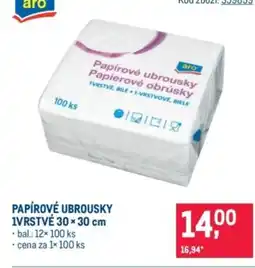 Makro Papírové ubrousky 1vrstvé 30×30 cm nabídka