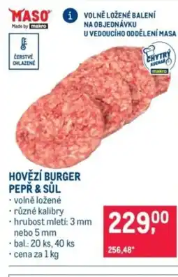 Makro Hovězí burger pepř & sůl nabídka
