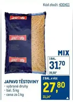 Makro Japavo těstoviny nabídka