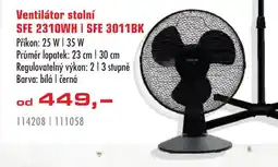 Uni Hobby Ventilátor stolní SFE 2310WHI SFE 3011BK nabídka