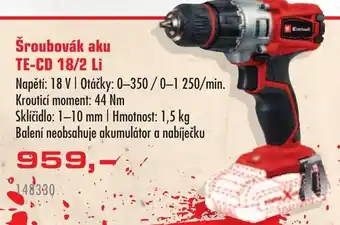 Uni Hobby Šroubovák aku TE-CD 18/2 Li nabídka