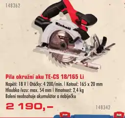 Uni Hobby Pila okružní aku TE-CS 18/165 Li nabídka
