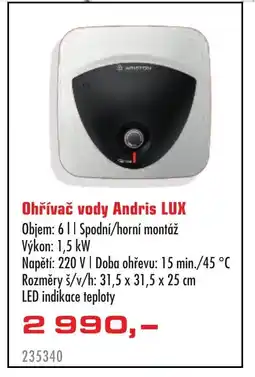 Uni Hobby Ohřívač vody Andris LUX nabídka