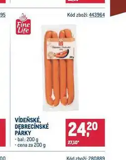 Makro Vídeňské, debrecínské párky nabídka