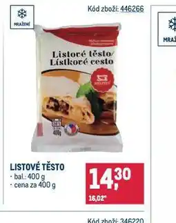 Makro Listové těsto nabídka