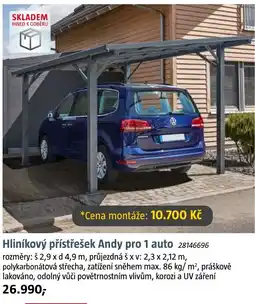 Bauhaus Hliníkový přístřešek Andy pro 1 auto nabídka
