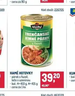 Makro Hamé hotovky nabídka