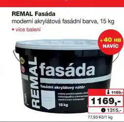 Barvy a laky drogerie REMAL Fasáda moderní akrylátová fasádní barva, 15 kg nabídka