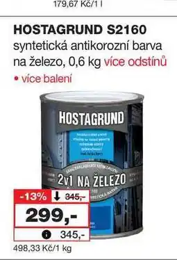 Barvy a laky drogerie HOSTAGRUND S2160 syntetická antikorozní barva na železo, 0,6 kg nabídka