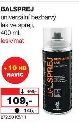 Barvy a laky drogerie BALSPREJ univerzální bezbarvý lak ve spreji, 400 ml, lesk/mat nabídka
