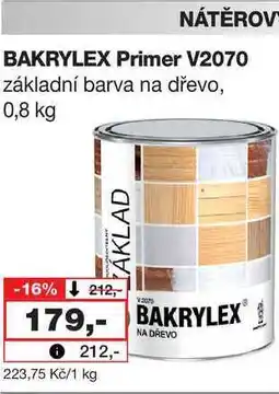 Barvy a laky drogerie BAKRYLEX Primer V2070 základní barva na dřevo, 0,8 kg nabídka