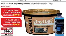 Barvy a laky drogerie REMAL Vinyl Bílý Mat prémiový bílý malířský nátěr, 15 kg nabídka