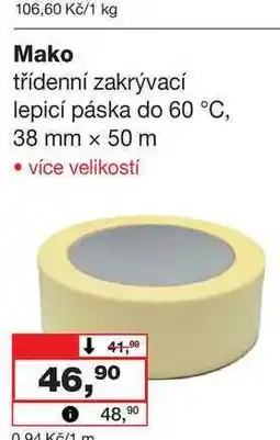 Barvy a laky drogerie Mako třídenní zakrývací lepicí páska do 60 °C, 38 mm x 50 m nabídka