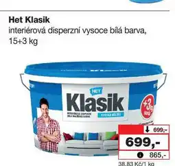 Barvy a laky drogerie Het Klasik interiérová disperzní vysoce bílá barva, 15+3 kg nabídka