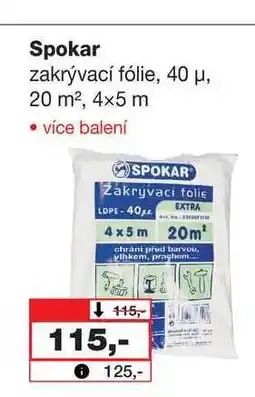 Barvy a laky drogerie Spokar zakrývací fólie, 40 μ, 20 m², 4x5 m nabídka