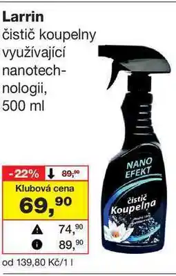 Barvy a laky drogerie Larrin čistič koupelny využívající nanotech- nologii, 500 ml nabídka
