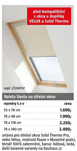Bauhaus Roleta Siesta na střešní okno nabídka
