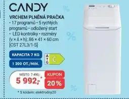Planeo Elektro CANDY Vrchem plněná pračka nabídka