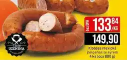 Jip Klobása mexická jalapeños se sýrem 4 ks (cca 800 g) nabídka