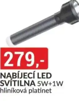 Baumax Nabíjecí led svítilna 5w+1w hliníková platinet nabídka