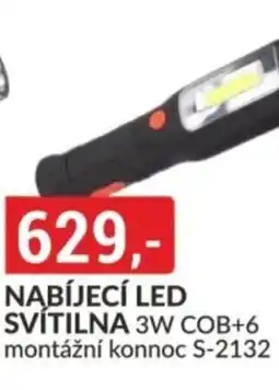 Baumax Nabíjecí led svítilna 3w cob+6 montážní konnoc s-2132 nabídka