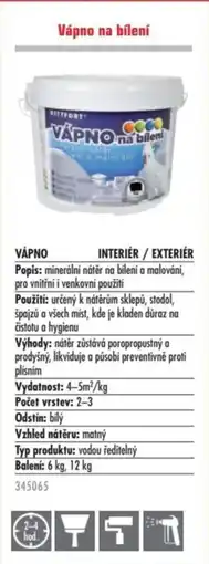 Uni Hobby Vápno na bílení nabídka