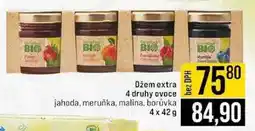 Jip Džem extra 4 druhy ovoce jahoda, meruňka, malina, borůvka 4x42g nabídka