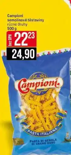 Jip Campioni semolinové těstoviny různé druhy 500 g nabídka