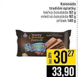 Jip Kolonáda tradiční oplatky hořká čokoláda 92 g mléčná čokoláda 92 g oříšek 140 g nabídka