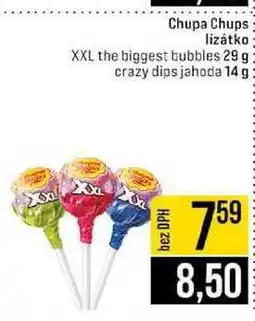 Jip Chupa Chups lízátko XXL the biggest bubbles 29 g crazy dips jahoda 14 g nabídka