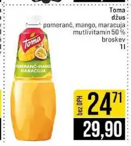 Jip Toma džus pomeranč, mango, maracuja mutlivitamin 50% broskev 1l nabídka