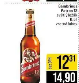 Jip Gambrinus Patron 12 světlý ležák 0,5l nabídka