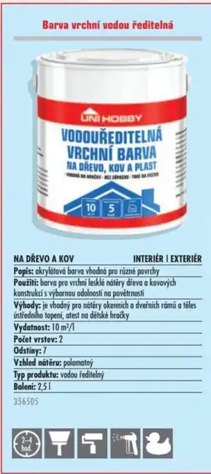 Uni Hobby Barva vrchní vodou ředitelná nabídka