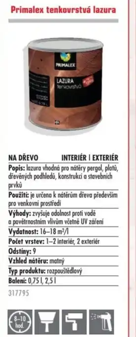 Uni Hobby Primalex tenkovrstvá lazura nabídka
