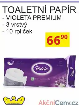 BENE Nápoje VIOLETA PREMIUM, TOALETNÍ PAPÍR, 3 vrstvý, 10 ks nabídka