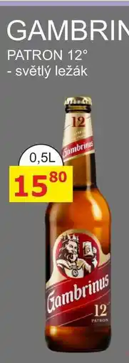 BENE Nápoje GAMBRINUS PATRON 12° - světlý ležák 0,5L nabídka