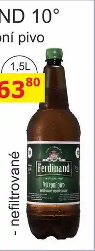 BENE Nápoje Ferdinand 10° Výčepní světlé pivo 1,5l nefiltrované nabídka
