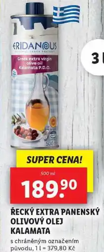 Lidl ŘECKÝ EXTRA PANENSKÝ OLIVOVÝ OLEJ KALAMATA, 500 ml nabídka