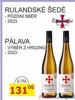 BENE Nápoje Templářské sklepy 0,75l RULANDSKÉ ŠEDÉ - POZDNÍ SBĚR - 2023 nabídka