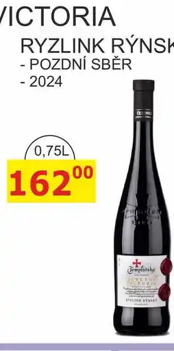 BENE Nápoje Templářské sklepy 0,75l SANCTUS VICTORIA RYZLINK RÝNSKÝ - POZDNÍ SBĚR - 2024 nabídka