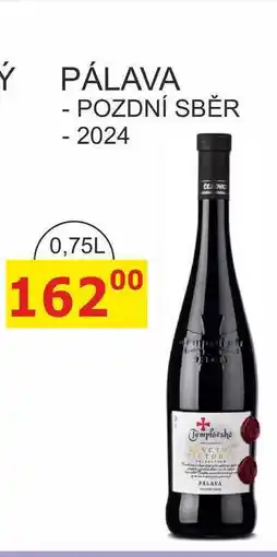BENE Nápoje Templářské sklepy 0,75l SANCTUS VICTORIA PÁLAVA - POZDNÍ SBĚR - 2024 nabídka