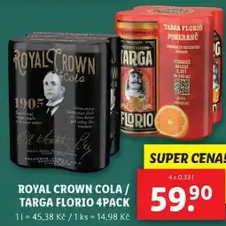 Lidl ROYAL CROWN COLA/TARGA FLORIO 4PACK, 4x 0,33 l nabídka