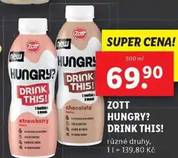 Lidl ZOTT HUNGRY? DRINK THIS!, 500 ml nabídka