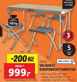 Lidl SKLÁDACÍ KEMPINKOVÝ NÁBYTEK nabídka